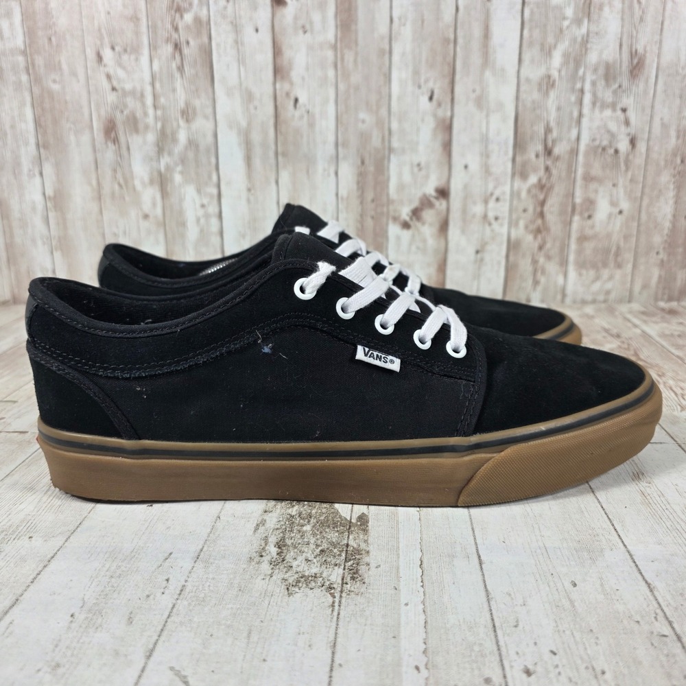 Vans Atwood Mens 13 Black Gum Sole Low Top Skate Shoes Canvas Suede Sneakers